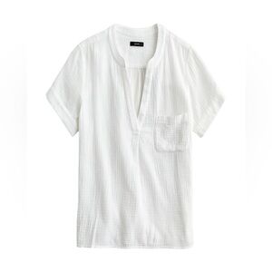 J. Crew V-neck double-gauze popover white size XXL New